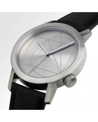 Montre AKTEO Nombre d’or 42 Acier inox-Acier inox, bracelet cuir noir