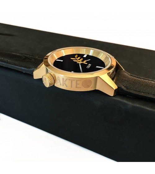 Montre AKTEO Acacias 29 Noir-Or, bracelet cuir noir
