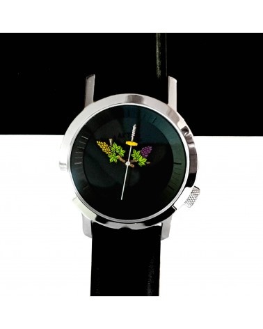 Montre AKTEO Oenologue 42 Noir-Acier inox, bracelet cuir noir