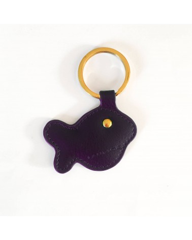 Porte-clés Laurige, Poisson, cuir violet foncé