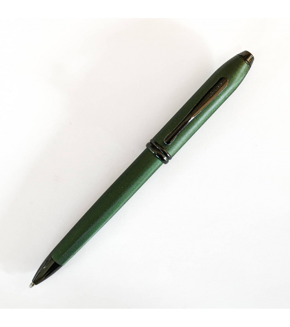 Stylo-bille Cross Townsend vert foncé Micro-Knurl, attributs noirs