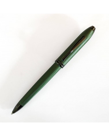 Stylo-bille Cross Townsend vert foncé Micro-Knurl, attributs noirs
