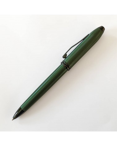 Stylo-bille Cross Townsend vert foncé Micro-Knurl, attributs noirs