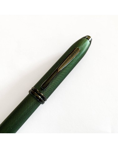 Stylo-bille Cross Townsend vert foncé Micro-Knurl, attributs noirs