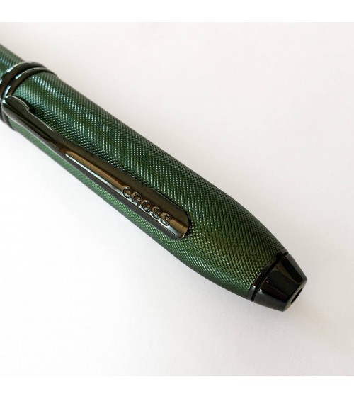 Stylo-bille Cross Townsend vert foncé Micro-Knurl, attributs noirs