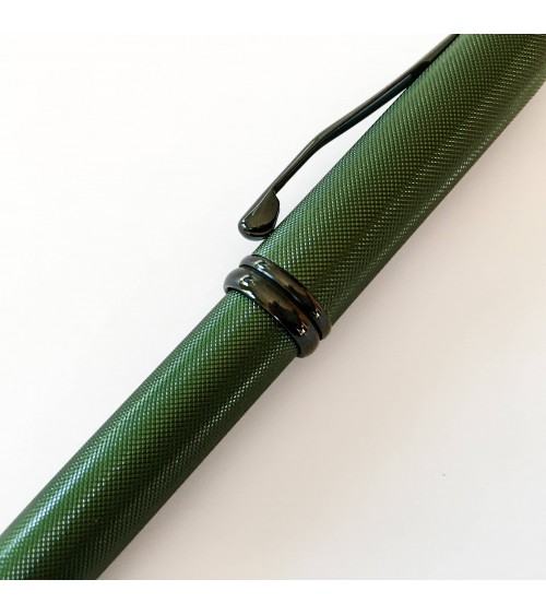 Stylo-bille Cross Townsend vert foncé Micro-Knurl, attributs noirs
