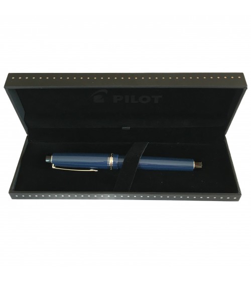Stylo-plume Pilot Custom Heritage Bleu, résine bleue, plume or 14 carats largeur M ou B