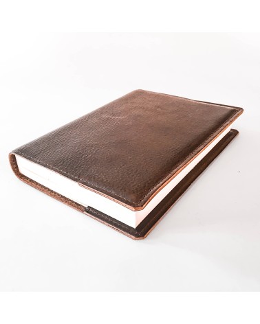 Carnet rechargeable PA cuir cognac, 288 pages blanches couleur ivoire format A6
