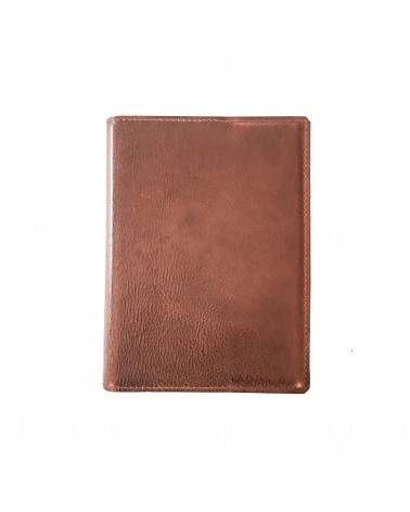 Carnet rechargeable PA cuir cognac, 288 pages blanches couleur ivoire format A6