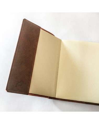Carnet rechargeable PA cuir cognac, 288 pages blanches couleur ivoire format A6