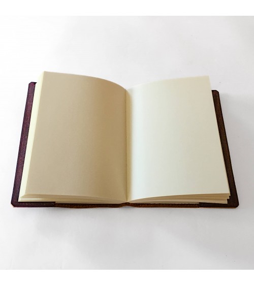 Carnet rechargeable PA cuir cognac, 288 pages blanches couleur ivoire format A6