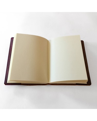 Carnet rechargeable PA cuir cognac, 288 pages blanches couleur ivoire format A6