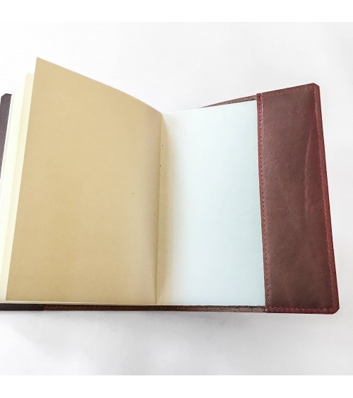 Carnet rechargeable PA cuir cognac, 288 pages blanches couleur ivoire format A6