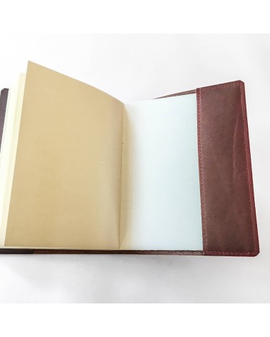 Carnet rechargeable PA cuir cognac, 288 pages blanches couleur ivoire format A6