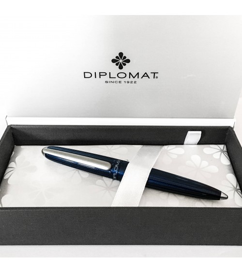 Stylo-plume Diplomat Aero Midnight Blue, plume en acier inoxydable, fabriqué en Allemagne