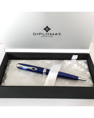 Stylo-bille Diplomat Excellence A2 Skyline Blue Chrome, fabriqué en Allemagne