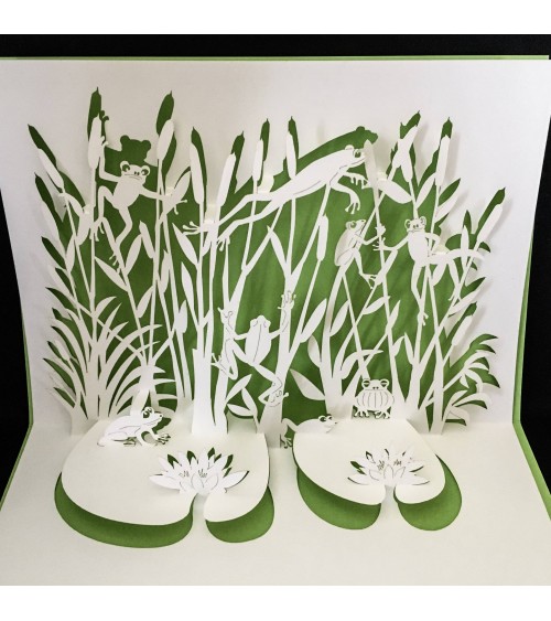 Carte pop-up Rifletto, Concert de grenouilles, fabriquée en Allemagne