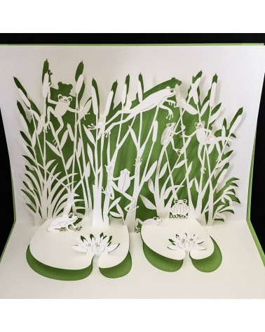 Carte pop-up Rifletto, Concert de grenouilles, fabriquée en Allemagne