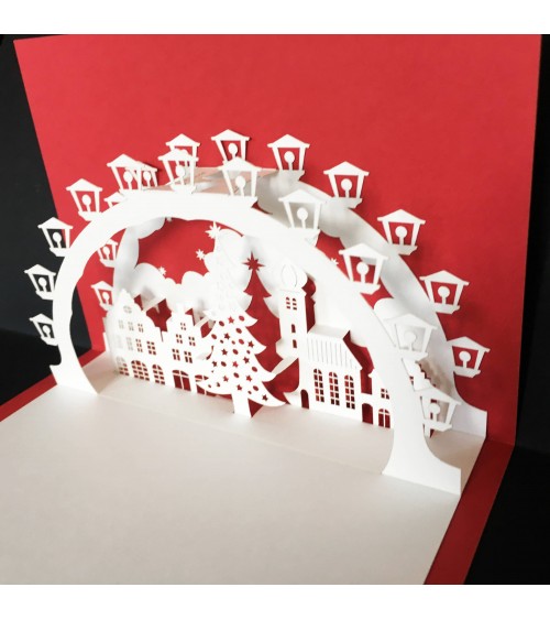 Carte pop-up Rifletto, Arc de bougies, rouge, fabriquée en Allemagne