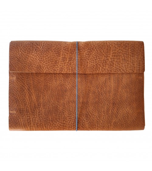 Poche plate à rabat PA Allgäu, cuir épais cognac