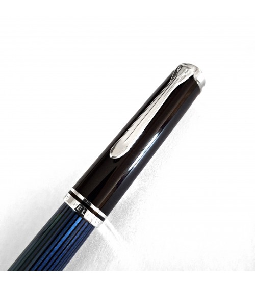 Stylo-plume à piston Pelikan Souverän 805 Black Blue, plume or 18 carats rhodié