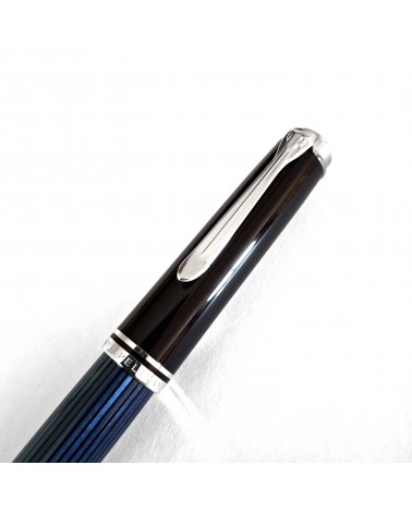 Stylo-plume à piston Pelikan Souverän 805 Black Blue, plume or 18 carats rhodié