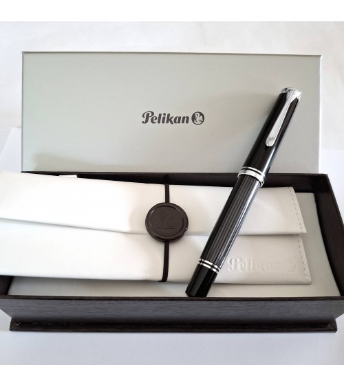 Stylo-plume à piston Pelikan Souverän 805 Stresemann, plume or 18 carats rhodié