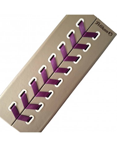 Stylo-plume à piston Pelikan Souverän 600 Violet White, édition spéciale, plume bicolore or 14 carats rhodié