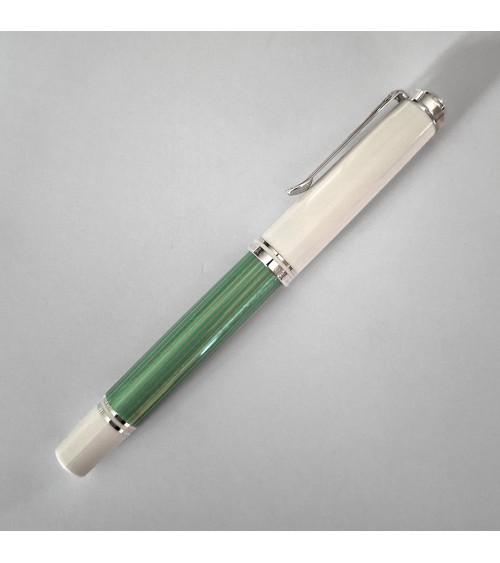 Stylo-plume à piston Pelikan Souverän 605 Green White plume or 14 carats rhodié