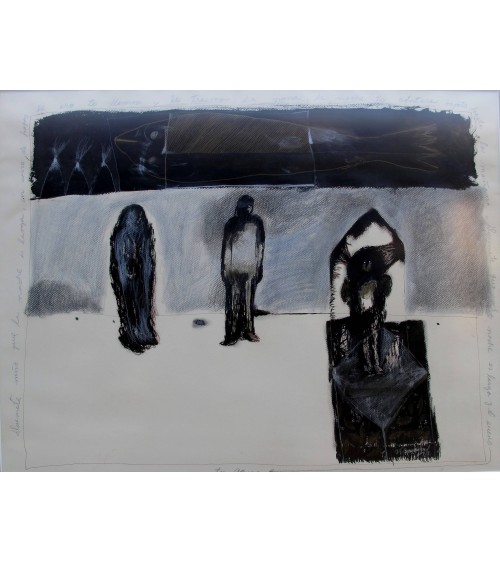 Tableau titré « La noche es larga », 1998, par le peintre cubain Vladimir Carvajal