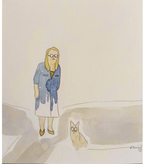 Tableau titré « Le chat », 2019, par le peintre cubain Vladimir Carvajal