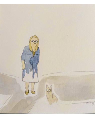 Tableau titré « Le chat », 2019, par le peintre cubain Vladimir Carvajal