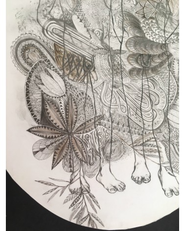 Tableau titré « Eden », 2019, par le peintre cubain Vladimir Carvajal, détail