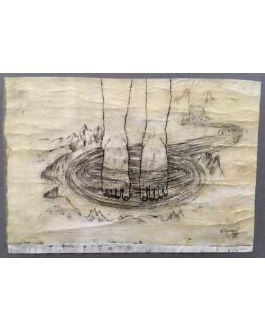 Tableau titré « Montée des eaux », 2017, par le peintre cubain Vladimir Carvajal