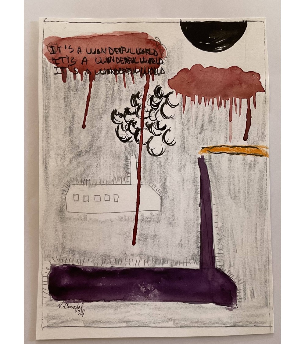 Tableau titré « It’s a wonderful world », 2019, par le peintre cubain Vladimir Carvajal