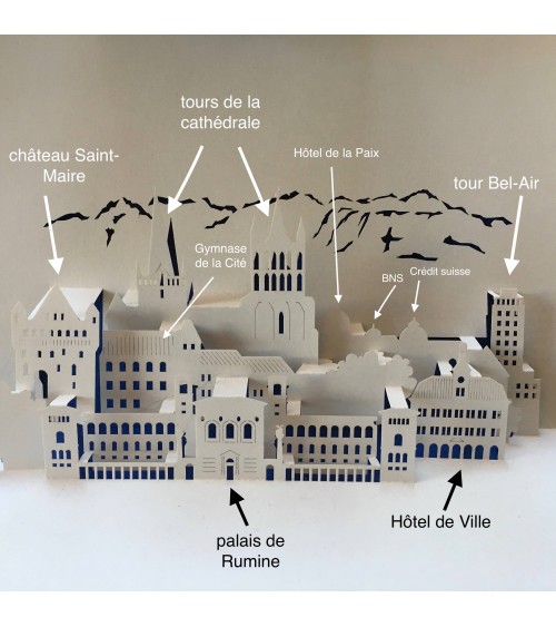 Carte Rifletto, Lausanne, fabriquée en Allemagne pour L'Ecritoire design. Bleu clair, format A6 ou A5.