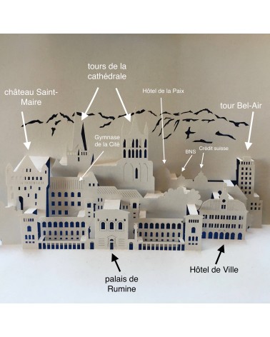 Carte Rifletto, Lausanne, fabriquée en Allemagne pour L'Ecritoire design, Lausanne. Bleu roi, format A6 ou A5.