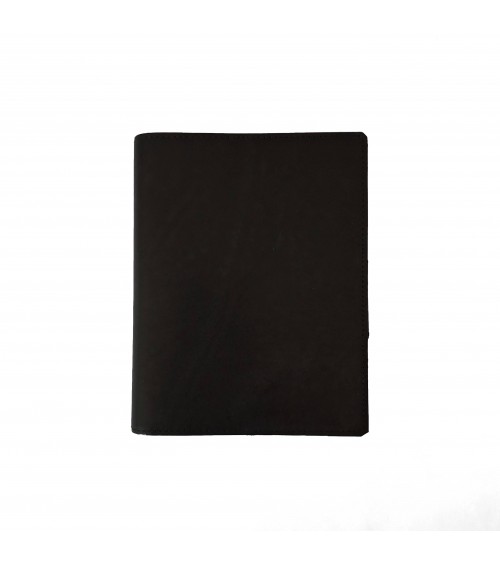 Carnet PA rechargeable cuir noir, 288 pages blanches format A6