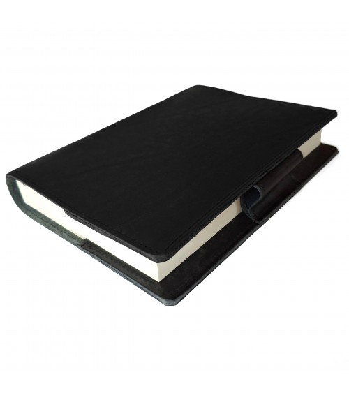 Carnet PA rechargeable cuir noir, 288 pages blanches format A6