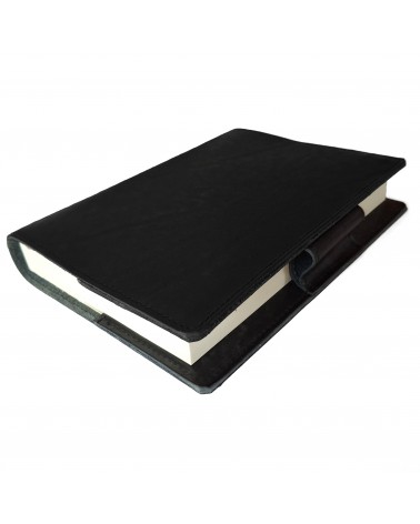 Carnet PA rechargeable cuir noir, 288 pages blanches format A6