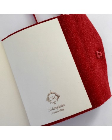 Carnet Manufactus Laccio, couverture cuir veau rouge, 256 pages papier vélin, fabriqué en Italie