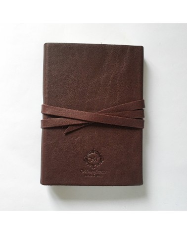 Carnet Manufactus Laccio, couverture cuir veau Marron, 256 pages papier vélin, fabriqué en Italie