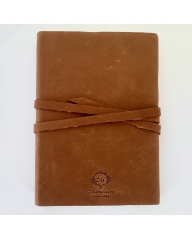 Carnet Manufactus Laccio, couverture cuir veau Marron, 256 pages papier vélin, fabriqué en Italie