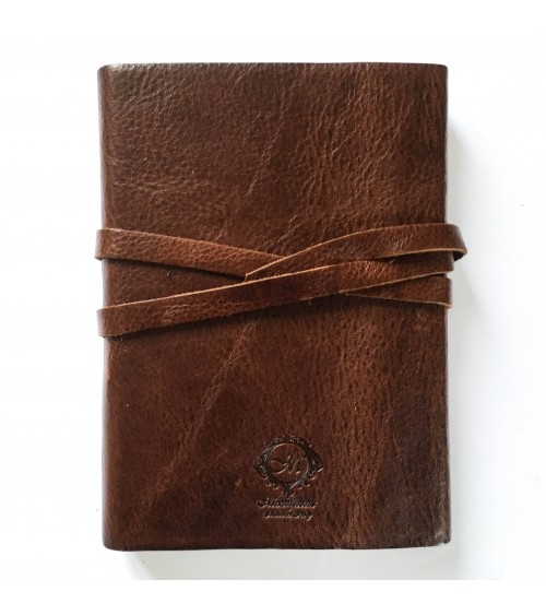 Carnet Manufactus Laccio, couverture cuir veau Vintage Brown, 256 pages papier vélin, fabriqué en Italie