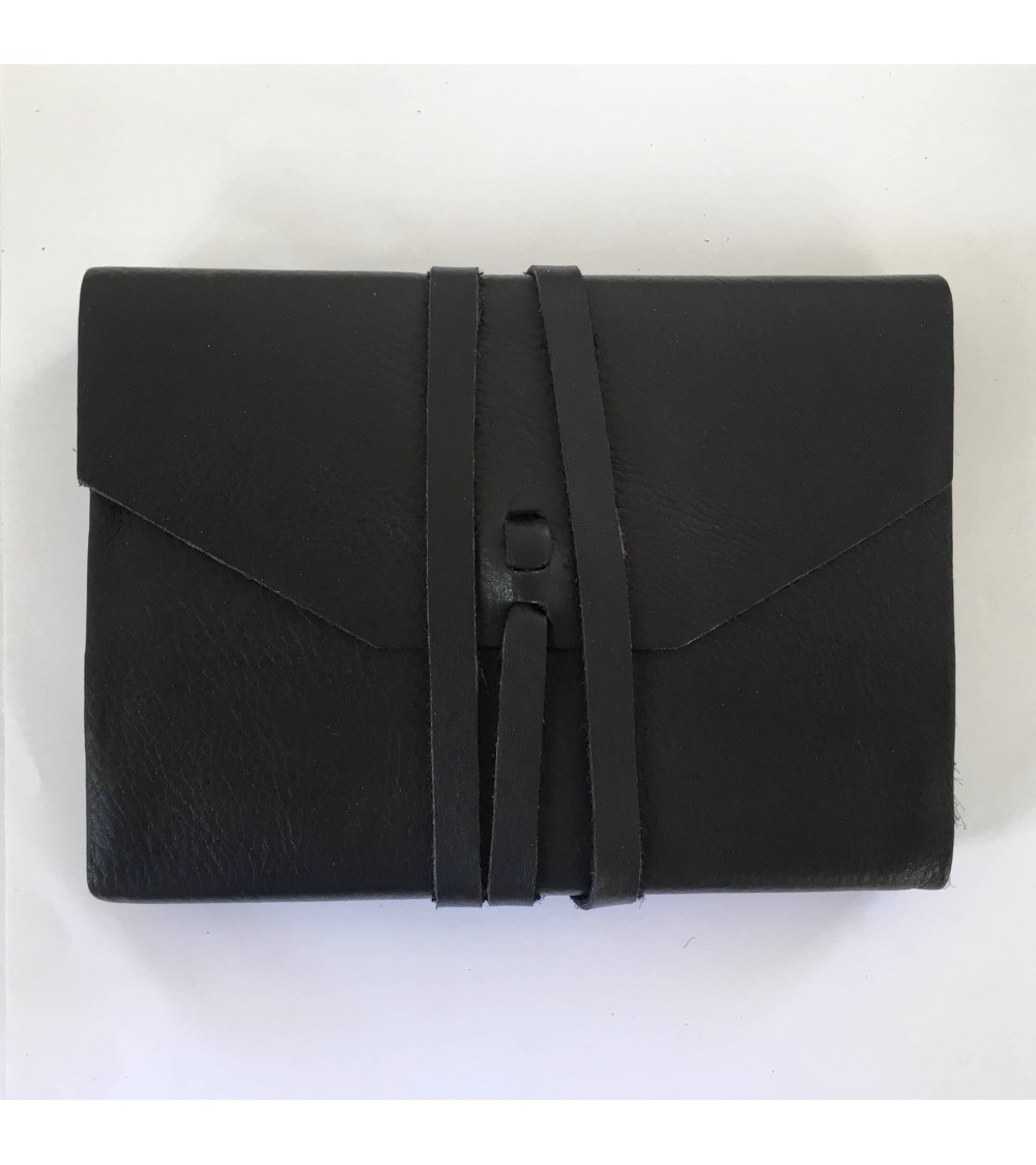 Carnet rechargeable Manufactus Laccio, couverture cuir de veau noir, grandes tailles, fabriqué en Italie