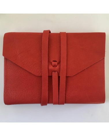 Carnet rechargeable Manufactus Laccio, couverture cuir de veau rouge, grandes tailles, fabriqué en Italie