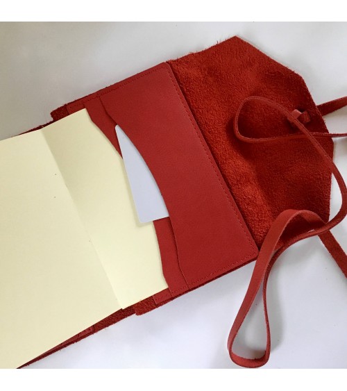 Carnet rechargeable Manufactus Laccio, couverture cuir de veau rouge, grandes tailles, fabriqué en Italie