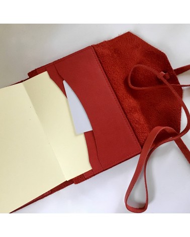 Carnet rechargeable Manufactus Laccio, couverture cuir de veau rouge, grandes tailles, fabriqué en Italie