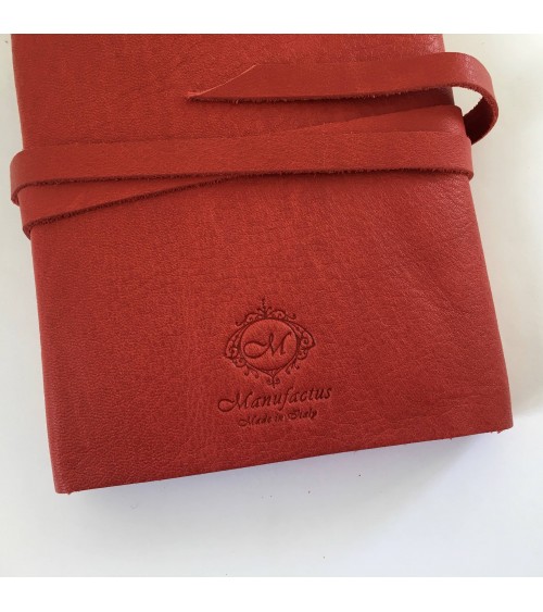 Carnet rechargeable Manufactus Laccio, couverture cuir de veau rouge, grandes tailles, fabriqué en Italie
