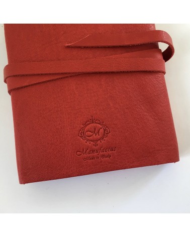 Carnet rechargeable Manufactus Laccio, couverture cuir de veau rouge, grandes tailles, fabriqué en Italie
